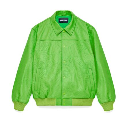 GREEN LEATHER JACKET FRONT scaled