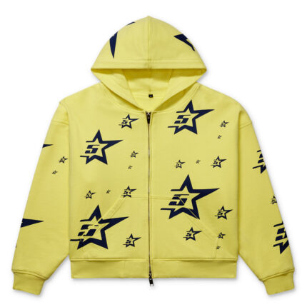 YELLOW DOUBLE LAYER 5STAR ZIP HOODIE 051 B