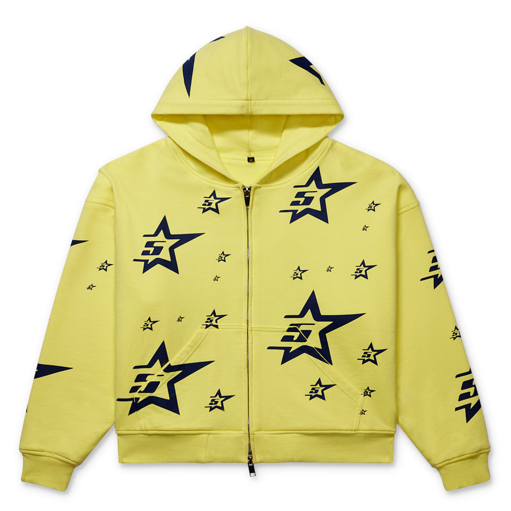 YELLOW DOUBLE LAYER 5STAR ZIP HOODIE 051 B YELLOW DOUBLE LAYER 5STAR ZIP HOODIE 051 B